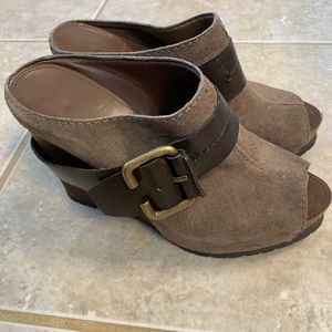 Super comfortable wedge mules